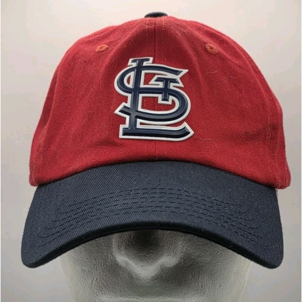 St. Louis Cardinals STL Blue Logo MLB‎ Red Cap Blue Visor Baseball Hat Strapback